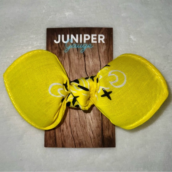 Yellow Paisley Rockabilly Bandana Knotted Hair Bow - Picture 11 of 11